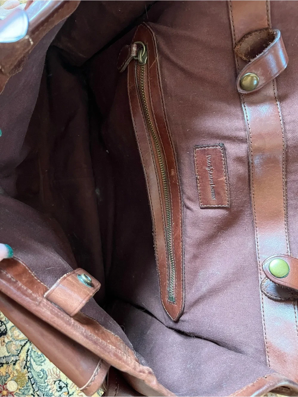 Polo Ralph Loren Men's Brown Leather Messenger/briefcase bag